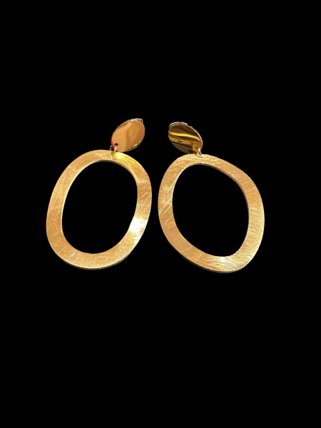 Ohrstecker mit Anhänger oval, gold