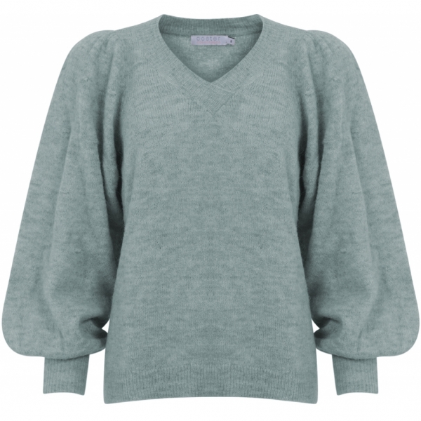 Coster Copenhagen, Knit with bubble effect and wide sleeves, jade blue